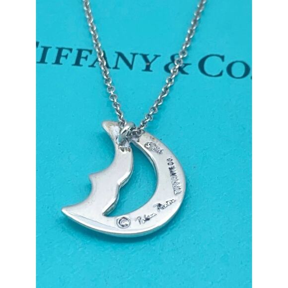 Authentic Tiffany & Co. Moon Pendant Necklace β Sterling Silver 16" β Gift Ready - Picture 3 of 7
